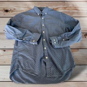 Bonobos Mens Size Medium Button Down Shirt Slim Fit Blue Polka Dot Pocket Front